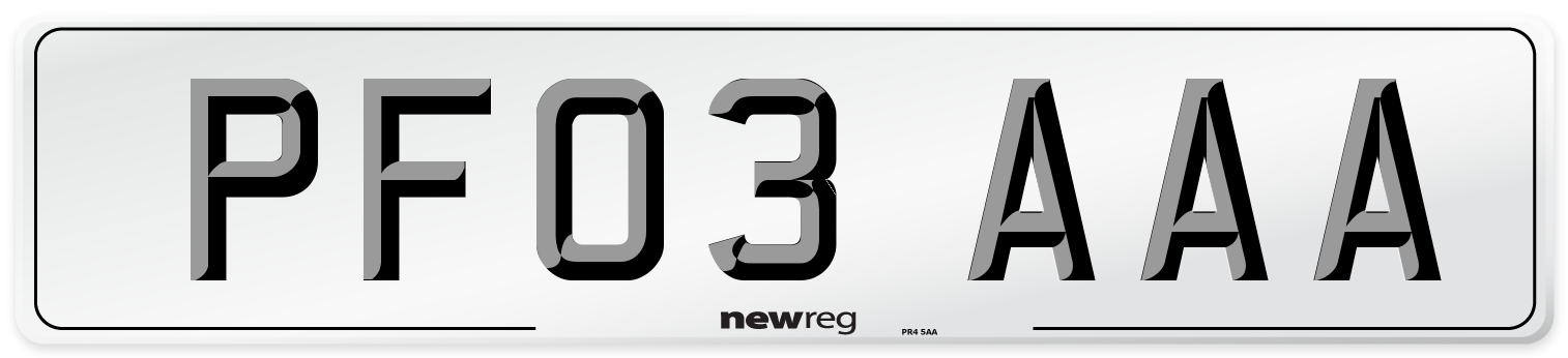 PF03 AAA Number Plate from New Reg